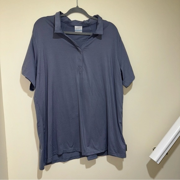 Men’s Columbia Light Purple + Grey Striped Lightweight Short Sleeve Polo Size 2X - Picture 3 of 12